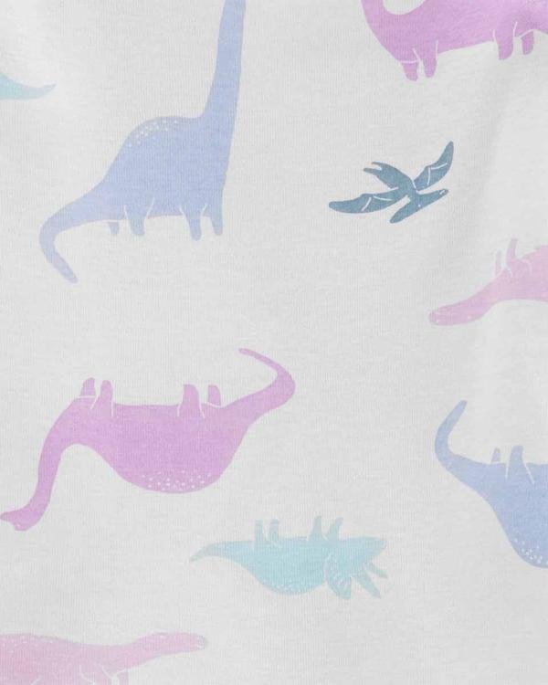  Kız Çocuk Dinozor Desenli Uzun Kollu Pijama 4'lü Paket