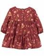 Kız Bebek Çiçek Desenli Uzun Kollu Günlük Elbise Bordo 194135432406 | Carter’s
