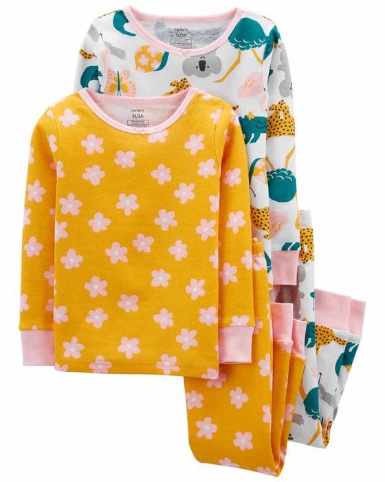 Kız Çocuk Uzun Kollu Pijama 4'lü Paket 194135411654 | Carter’s