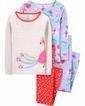  Kız Çocuk Tavus Desenli Uzun Kollu Pijama 4'lü Paket