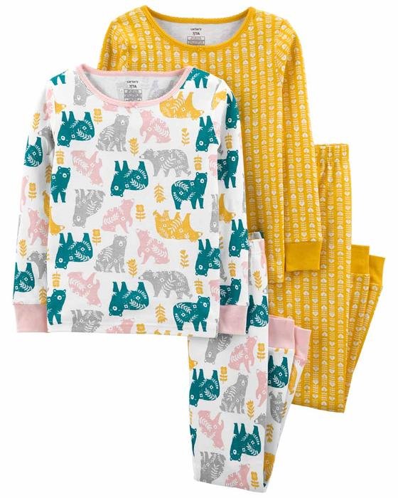 Kız Çocuk Uzun Kollu Pijama 4'lü Paket 194135408685 | Carter’s