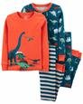 Erkek Çocuk Dinozor Desenli Uzun Kollu Pijama 4'lü Paket 194135411210 | Carter’s