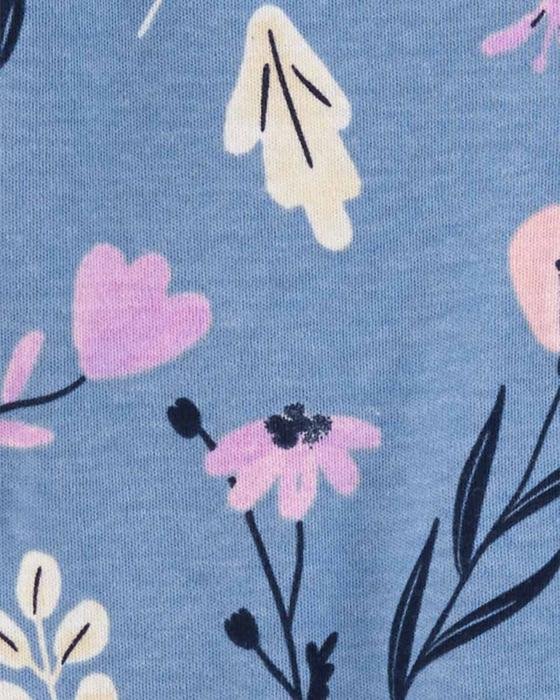 Kız Bebek Çiçek Desenli Uzun Kollu Tulum Mavi 194135735170 | Carter’s