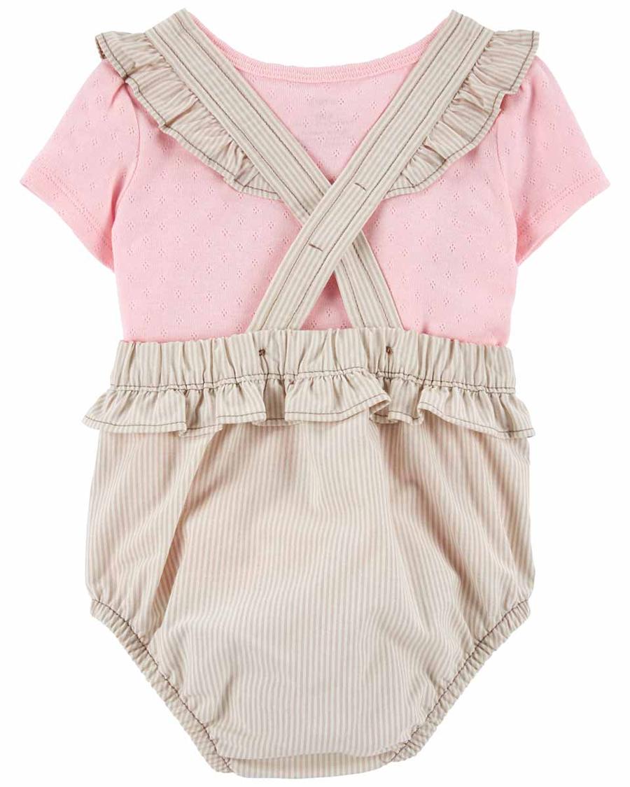  Kız Bebek Salopetli Set Krem