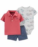 Erkek Bebek Body Tshirt Şort Set 3'lü Paket Kırmızı 194135904156 | Carter’s