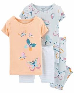  Kız Bebek Kelebek Desenli Pijama Seti 4'lü Paket