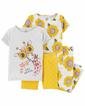  Kız Bebek Çiçek Desenli Pijama Seti 4'lü Paket