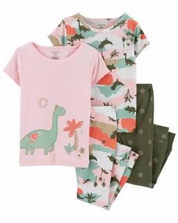 Kız Bebek Dinazor Desenli Pijama Seti 4'lü Paket
