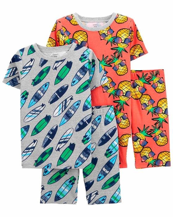 Erkek Çocuk Ananas Desenli Pijama Seti 4'lü Paket 194135948235 | Carter’s