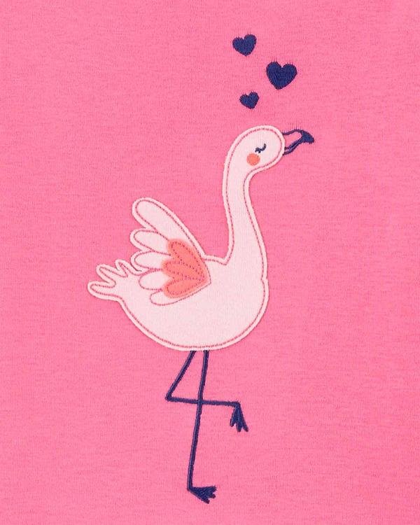  Küçük Kız Çocuk Flamingo Desenli Pijama Seti 4'lü Paket
