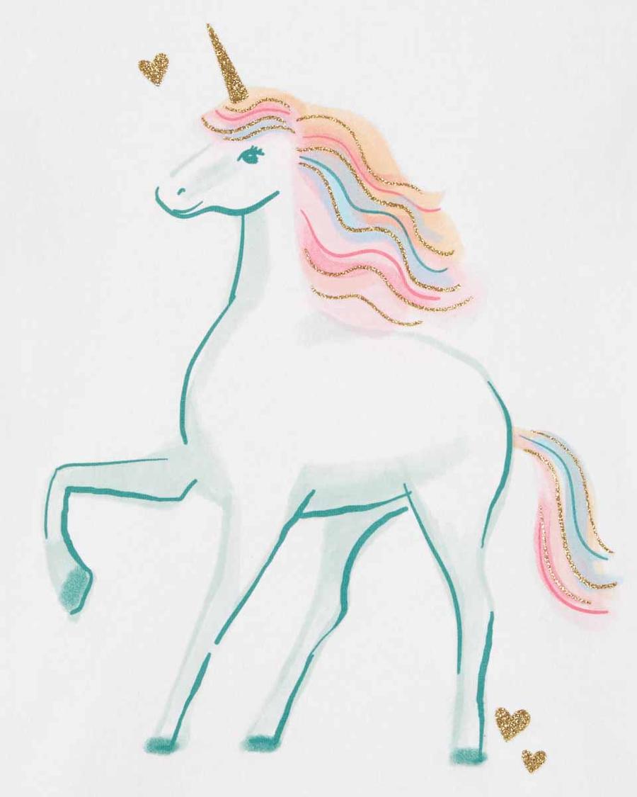Küçük Kız Çocuk Unicorn Desenli Tshirt 194135954113 | Carter’s