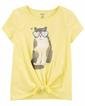  Kız Çocuk Kedi Desenli Tshirt Sarı