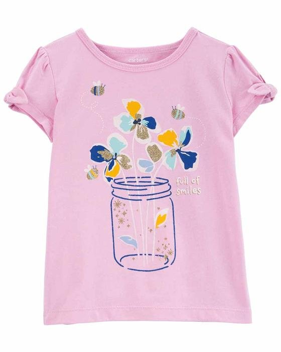 Küçük Kız Çocuk Çiçek Desenli Tshirt Mor 194135969476 | Carter’s