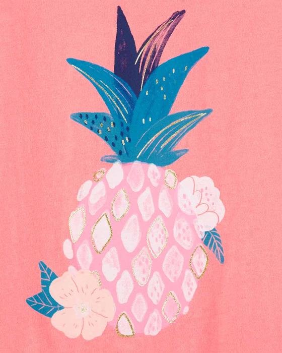 Kız Çocuk Ananas Desenli Tshirt Kolsuz Turuncu 195861148548 | Carter’s