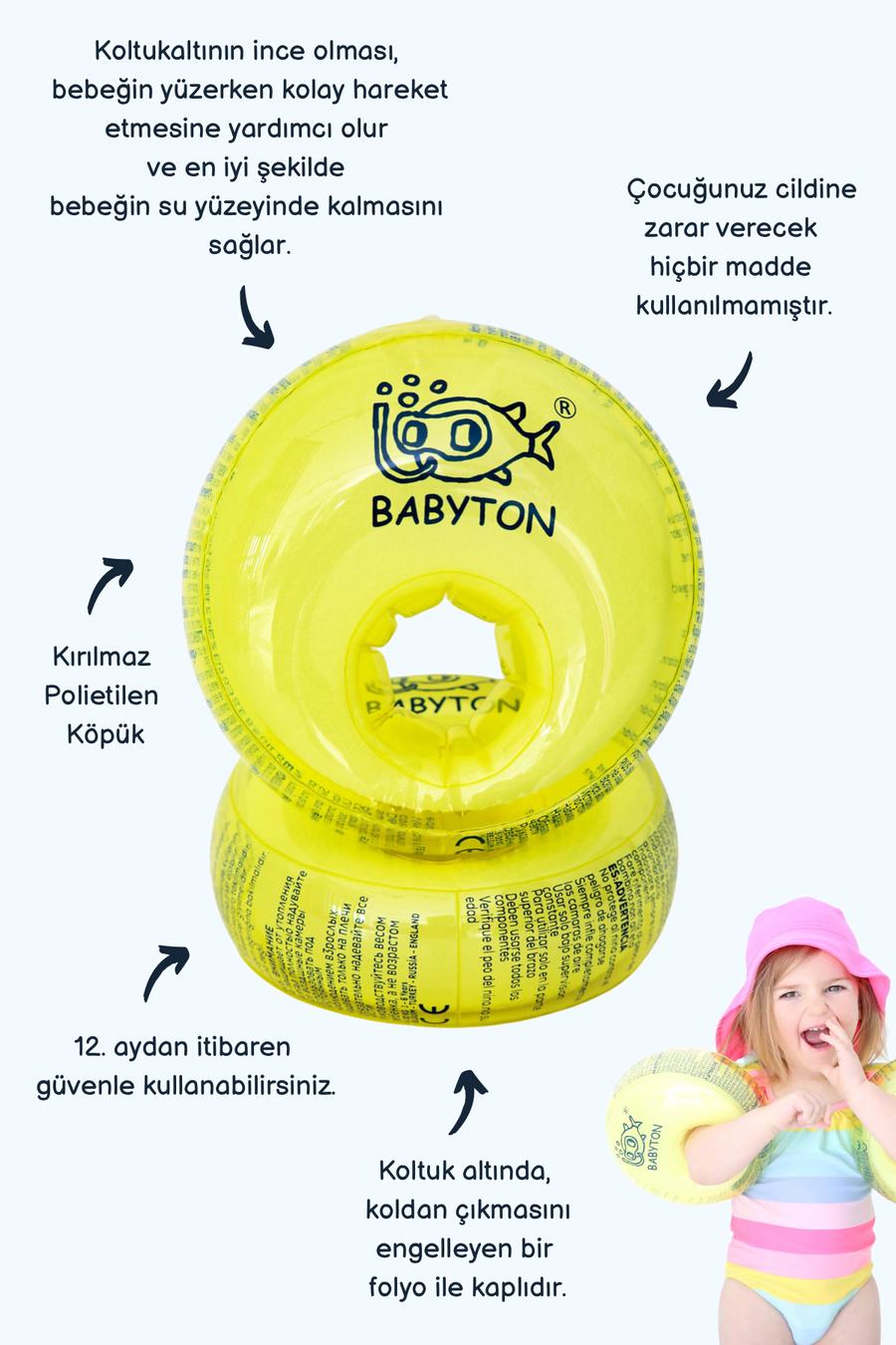  Bebek Bez Çanta Hediyeli Kırılmaz Polietilen Köpük Kolluk Sarı