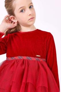  Kız Çocuk Uzun Kollu Elbise Kırmızı
