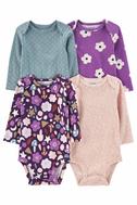 Kız Bebek Uzun Kollu Body Set 4'lü Paket 195861489337 | Carter’s
