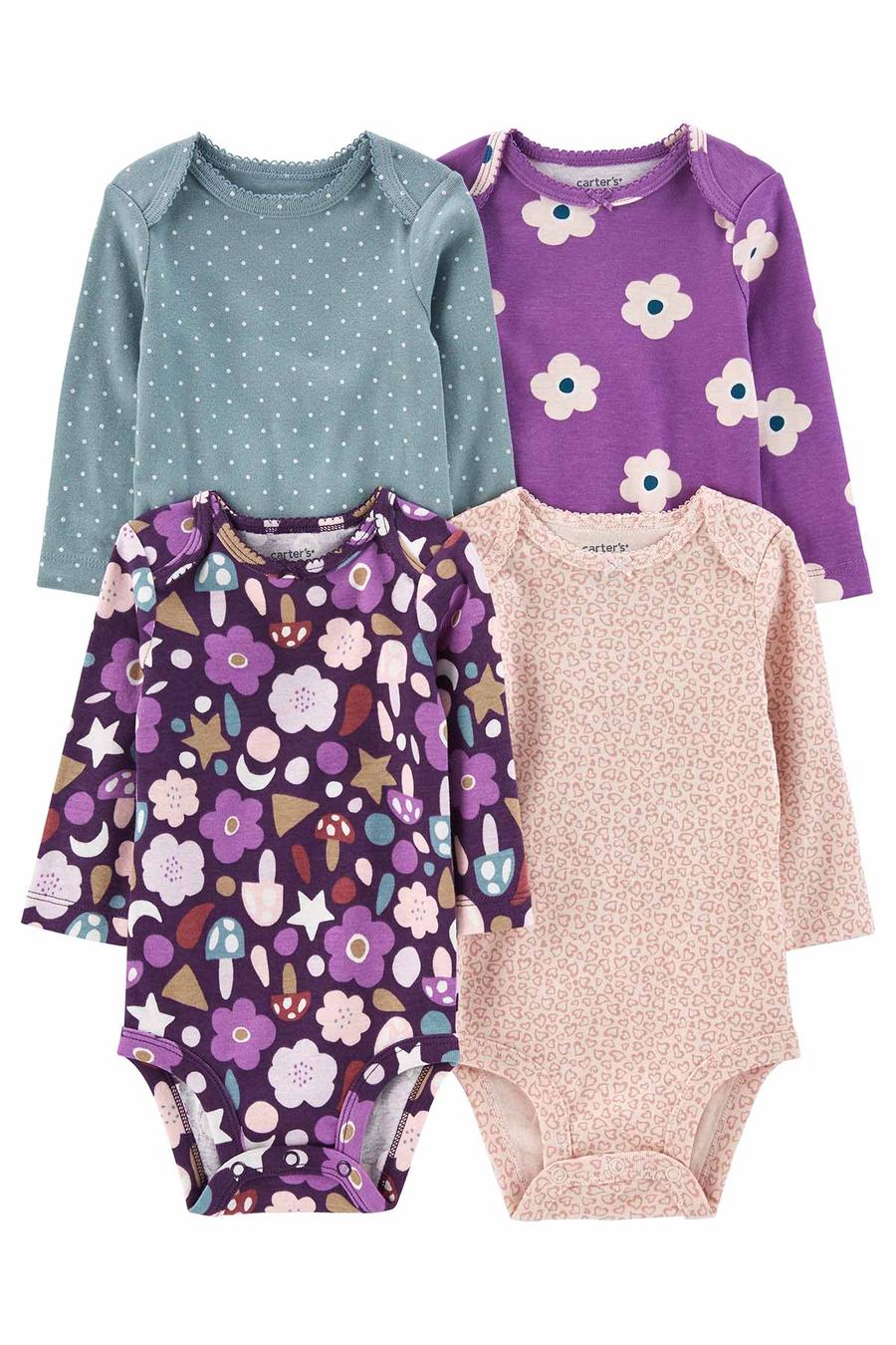 Kız Bebek Uzun Kollu Body Set 4'lü Paket 195861489337 | Carter’s