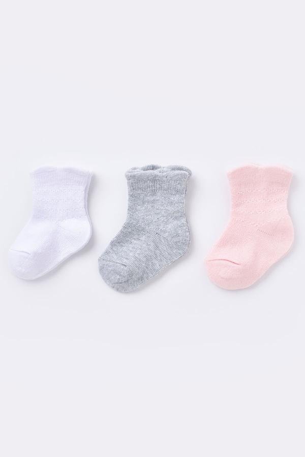  Kız Bebek Organik Soket Çorap 3'lü Paket