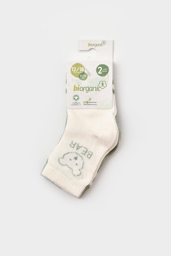  Bebek Organik Soket Çorap 3'lü Paket Yeşil