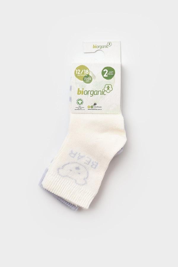  Bebek Organik Soket Çorap 2'li Paket Lila