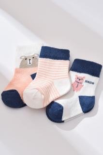  Kız Bebek Organic Çorap 3lü Somon