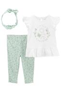 Kız Bebek Alt Üst Set 3'lü Paket Yeşil 195861681670 | Carter’s