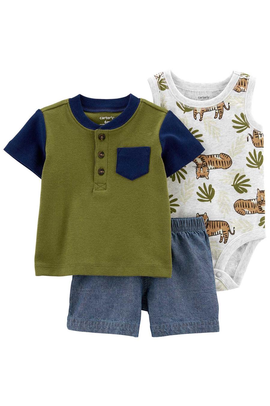 Erkek Bebek Alt Üst Set 3'lü Paket 195861690092 | Carter’s