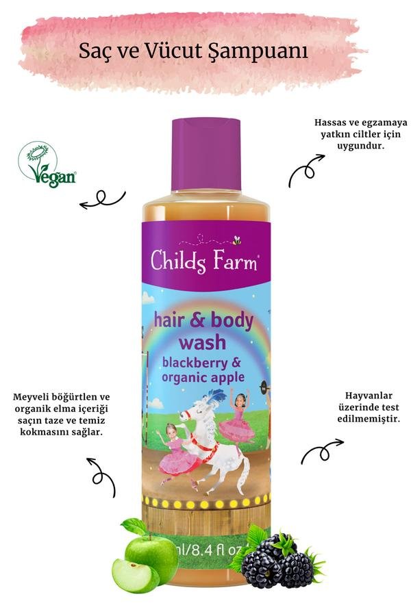  Organik Saç Ve Vücut Şampuanı 250 ml Böğürtlen ve Organik Elma 0 Ay+