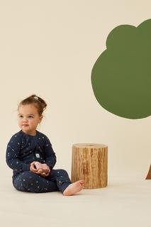  Erkek Bebek Organik Organik Pamuklu Pijama Tulum (1.0 TOG) Koyu Lacivert