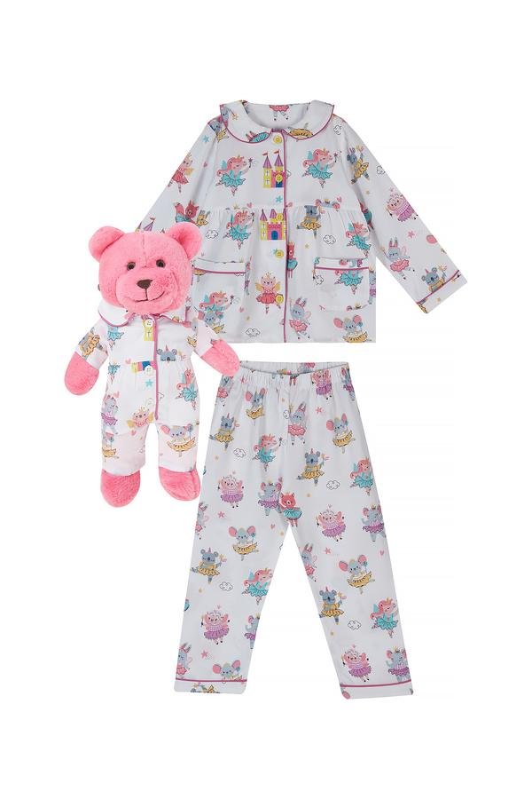  Kız Çocuk Pijama Set Açık Pembe