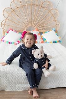  Kız Çocuk Pijama Set Lacivert