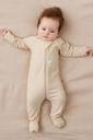  Kız Bebek Organik Organik Pamuklu Pijama Tulum (1.0 TOG) Pudra