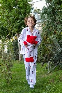 Erkek Çocuk Pijama Set Beyaz