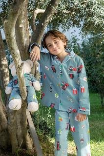  Unisex Çocuk Pijama Set Yeşil