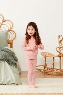 Kız Bebek Organik Pamuklu 2 Parça Uzun Pijama (1.0 TOG) Açık Pembe