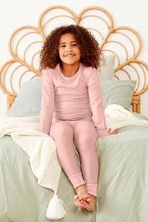  Kız Bebek Organik Pamuklu 2 Parça Uzun Pijama (1.0 TOG) Açık Pembe