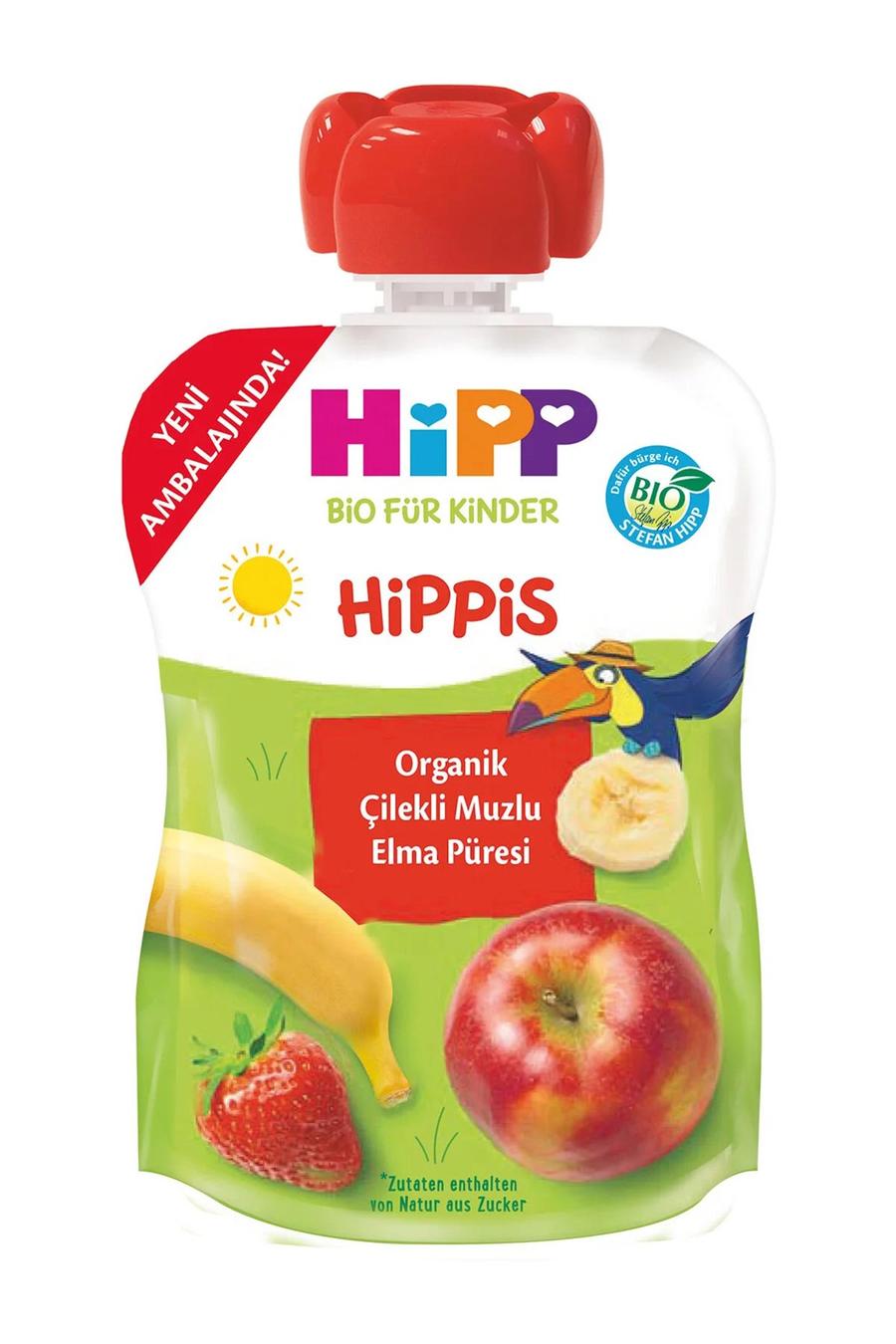  Organik Elma Püresi Kavanoz Mama 100 gr Çilekli Muzlu