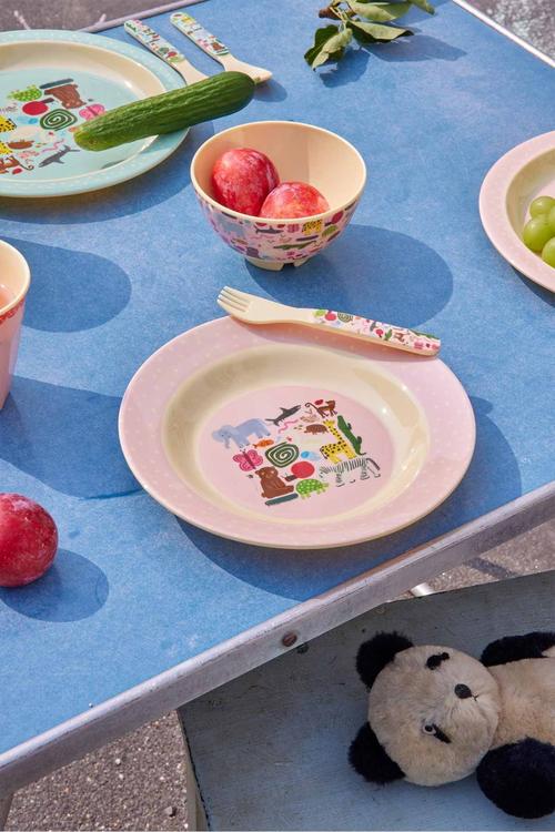  Melamin Çukur Tabak Pembe Vahşi Yaşam