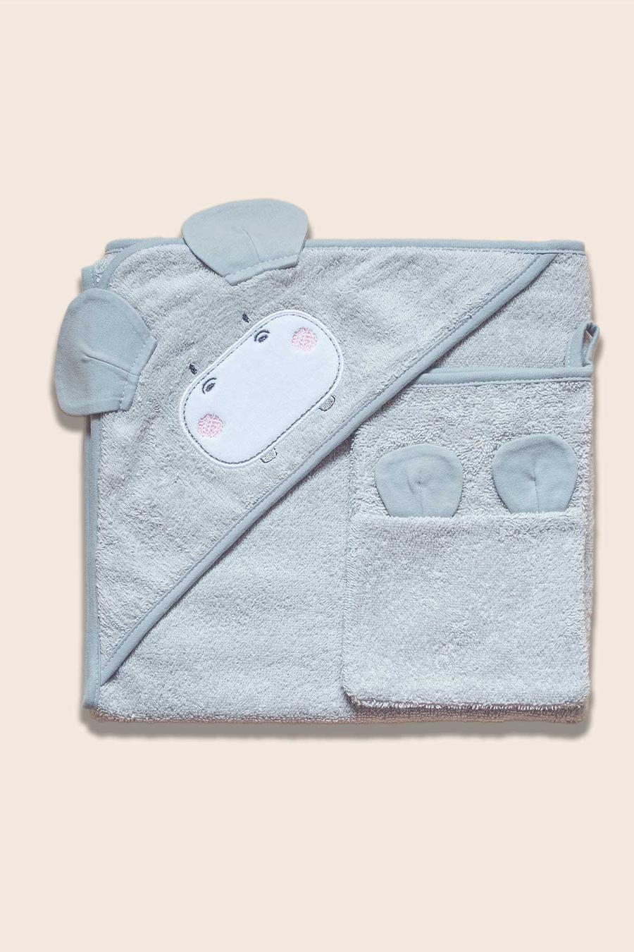  Funnababy Üçgen Başlıklı Havlu + Kese - Bath Time - Gri