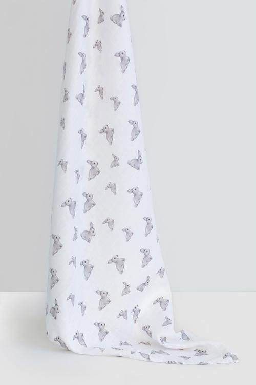  2'li Müslin Bebek Örtüsü Iconique Lapin ve Endless Mavi 100x100 cm